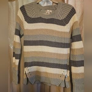 Pink Republic Beige and Brown Striped Sweater